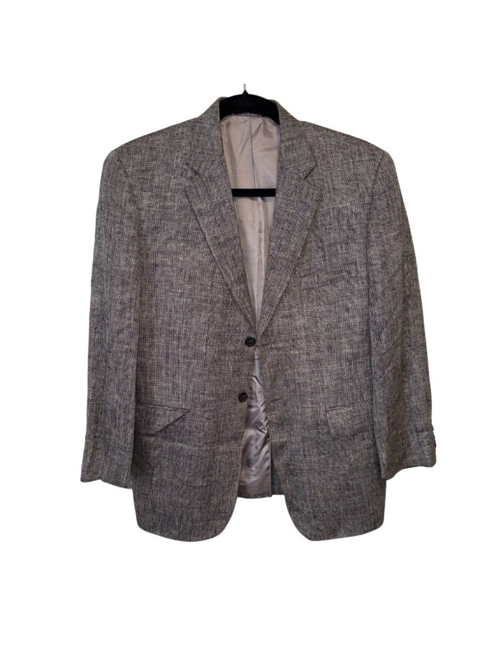 Stafford Mens Gray Herringbone Silk Suit Jacket Blazer 40S Two-Button